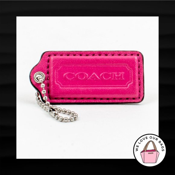 Coach Accessories - 2.25" Medium COACH PINK LEATHER KEY FOB BAG CHARM KEYCHAIN HANGTAG TAG